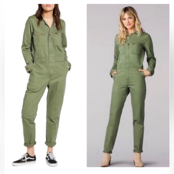 NWT Lee Free People Union All Green Coverall Vintage Inspired size Large - Picture 7 of 9